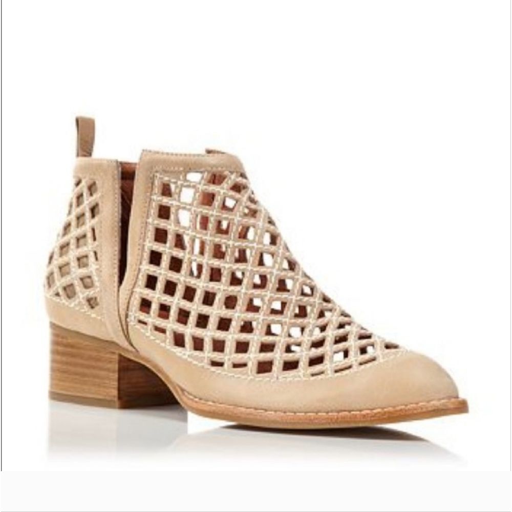 Jeffrey Campbell Taggart Laser Cut Booties in Tan Size 6